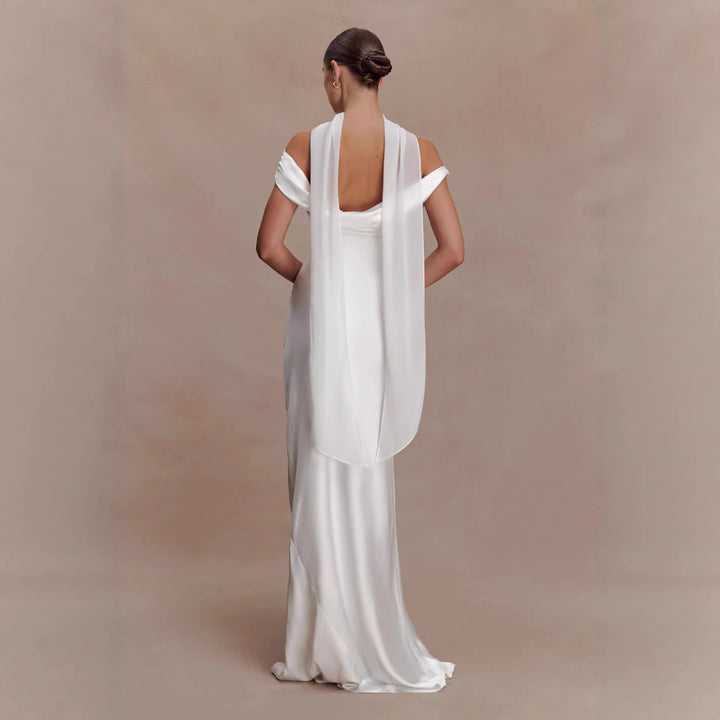 Damen Elegantes Satin-Abendkleid mit schulterfreiem Design Drune