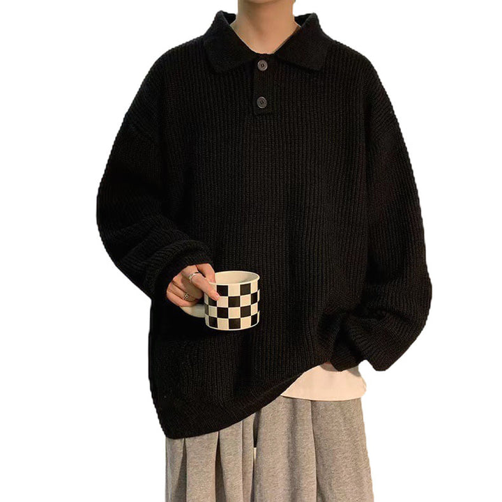 Damen Bequemer Grobstrickpullover mit Kragen Drune