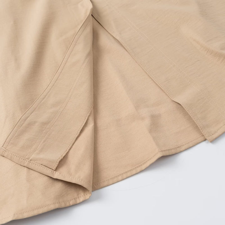 Damen Ärmelloses Hemdblusenkleid mit weitem A‑Linien‑Rock und Ziergürtel Drune