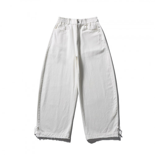 Damen Weite Highwaist-Ballonhose mit elastischem Bund, Eingrifftaschen und Kordelzugsaum Drune