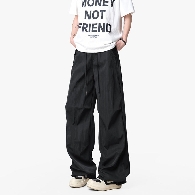 Herren Weite Funktions-Nylonhose mit Tunnelzugbund, Utility-Taschen & Baggy-Silhouette Drune