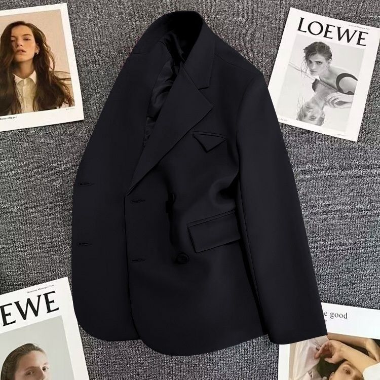 Damen eleganter, taillierter Doppelreiher-Blazer mit kreativem Schnitt Drune