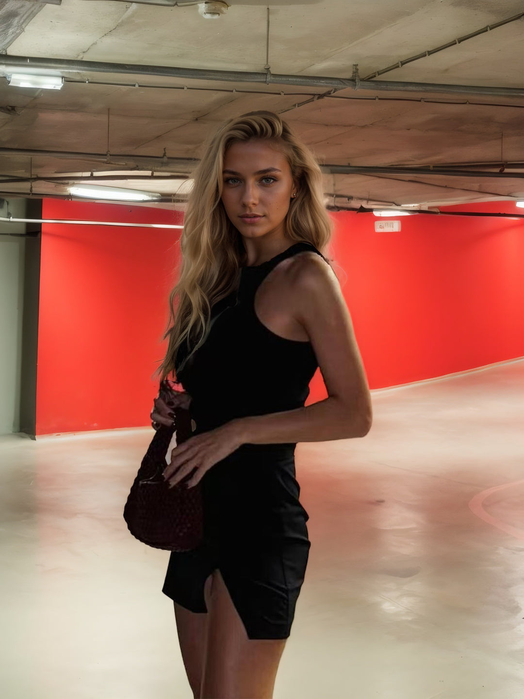 Damen sportliches Mini-Kleid mit tiefem Schlitz und asymmetrischem Design Drune