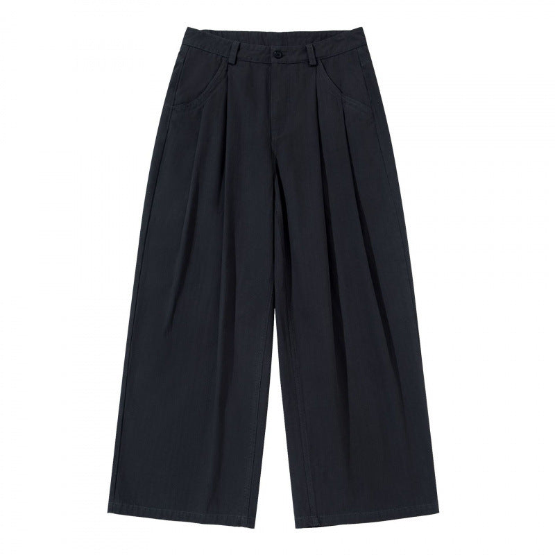 Damen Plissierte Bundfalten-Hose mit hohem Bund und weitem Bein Drune