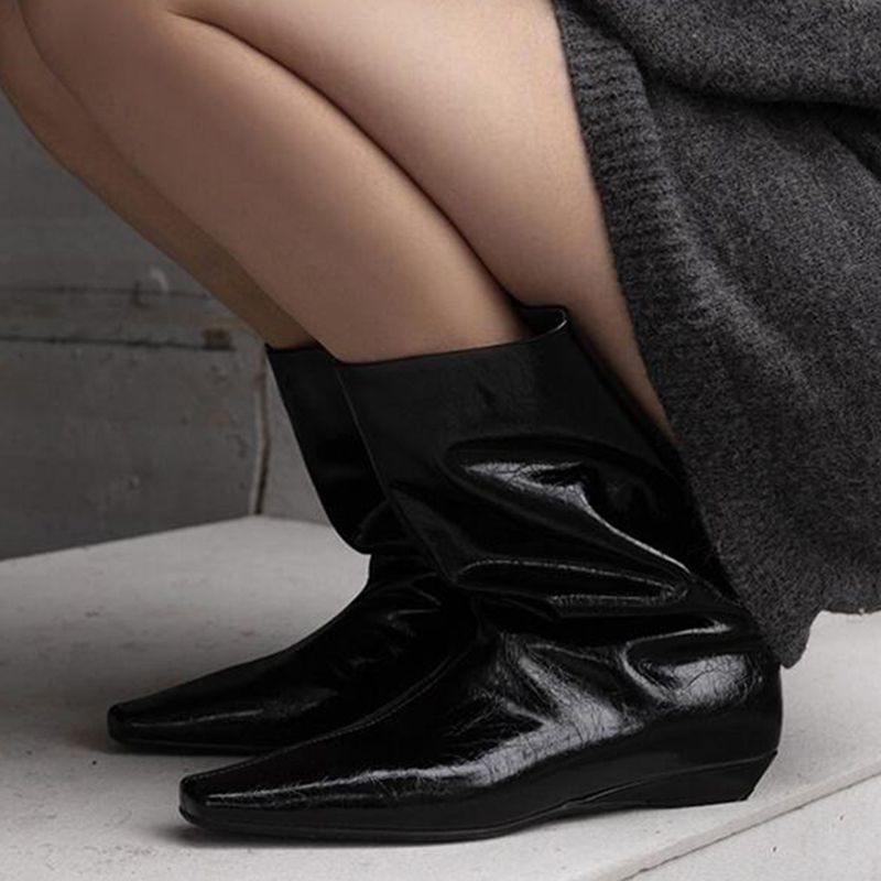 Damen kniehohe Stiefel mit quadratischer Zehenform und schlankem Schaft Drune