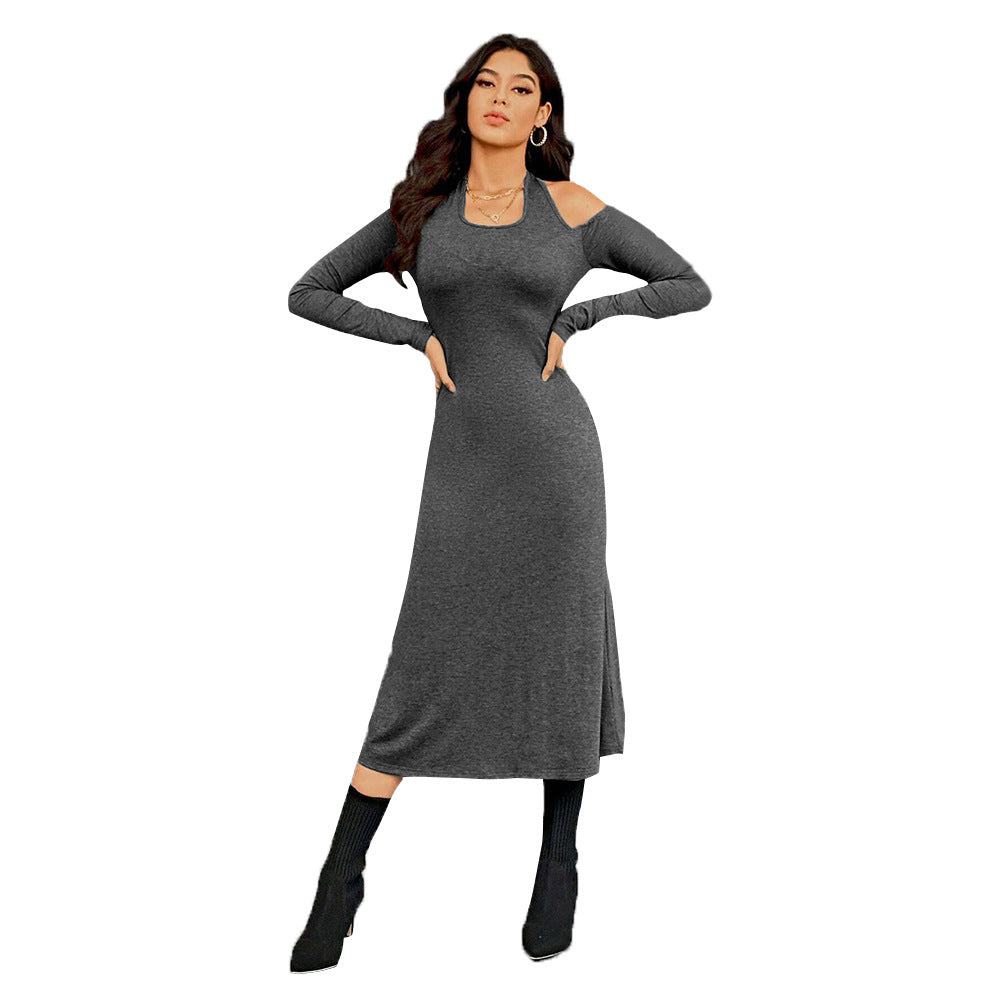 Damen figurbetontes Midikleid mit Neckholder, Cut-Out-Schultern und taillierter Jersey-Silhouette Drune