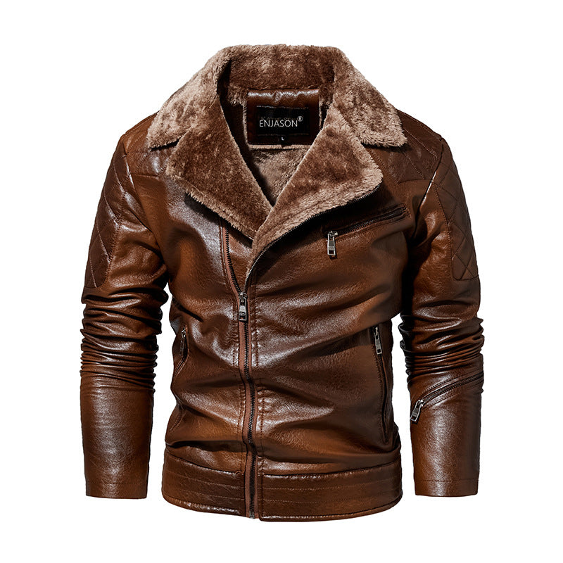 Herren Robuste Lederjacke mit Teddyfutter Drune