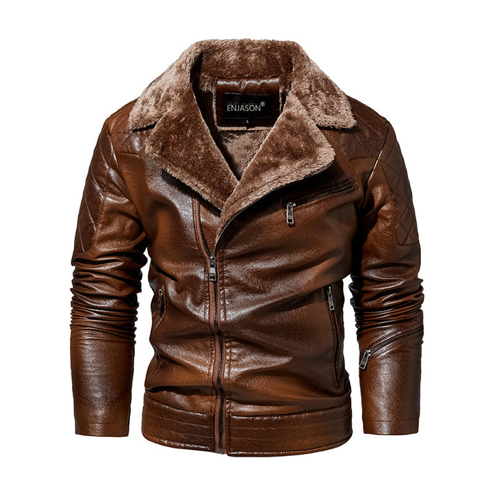Herren Robuste Lederjacke mit Teddyfutter Drune