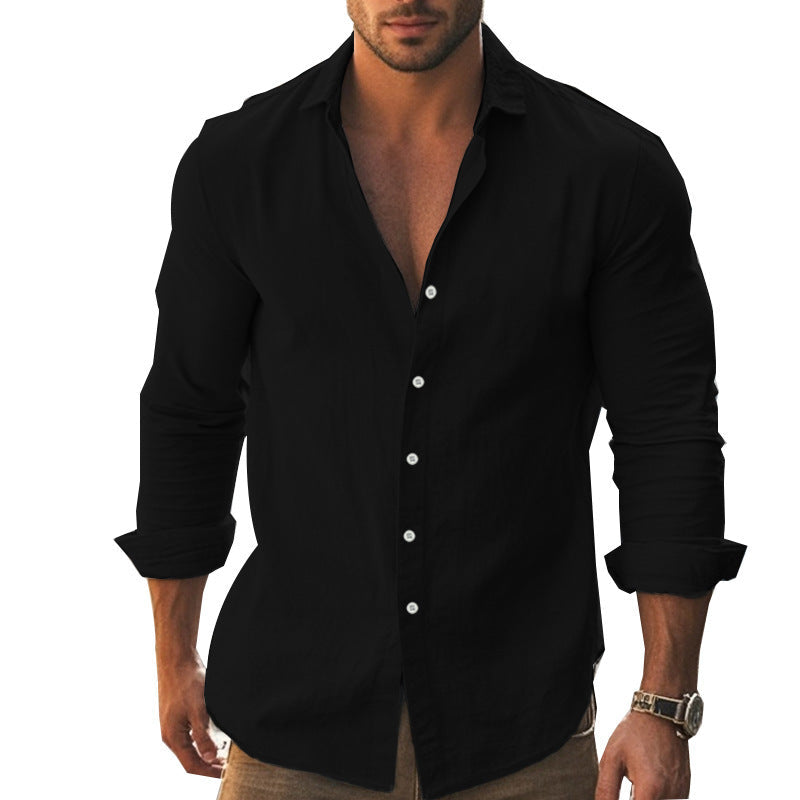 Herren Elegantes Langarmhemd mit modernem Kragen und hochwertiger Baumwollstruktur Drune