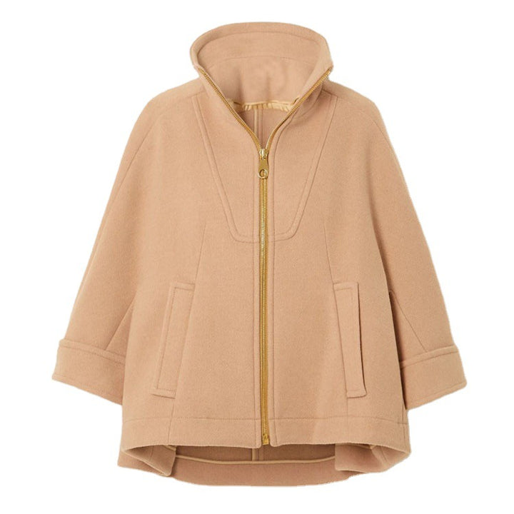 Damen Kurzcape-Jacke aus Wollmix mit Stehkragen und Reißverschluss Drune