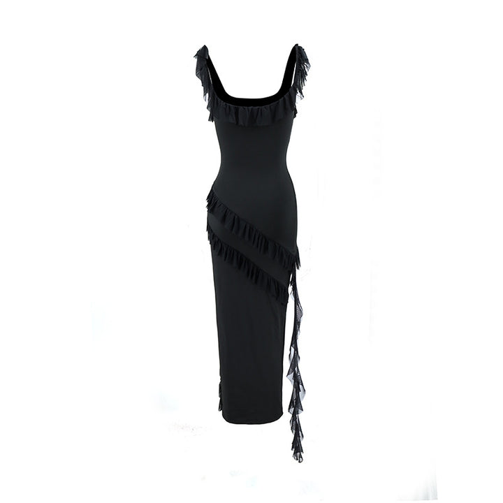 Damen Maxikleid mit originellem Rüschendetail und eleganter Taillierung Drune