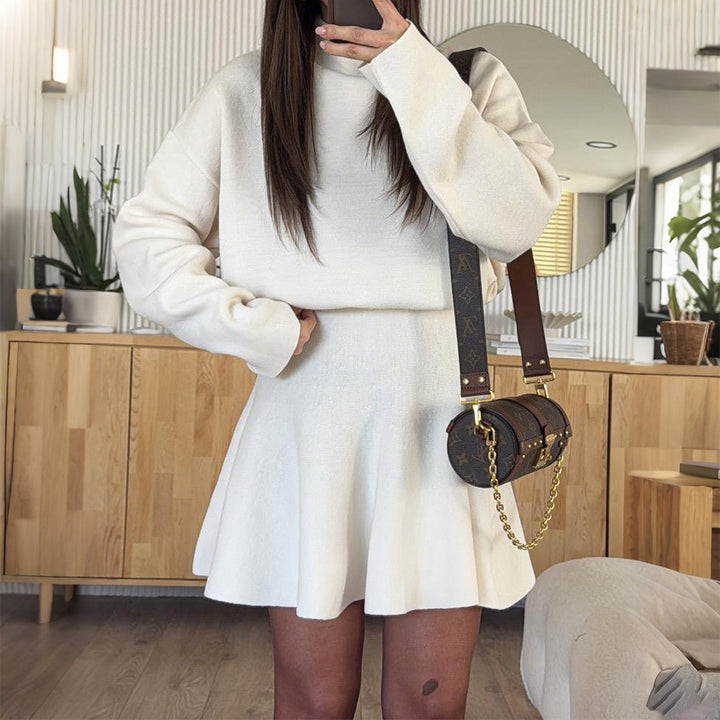 Damen modischer Strickkleid mit Hoodie Drune