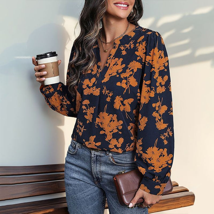 Damen Elegante Bluse mit floralen Mustern Drune