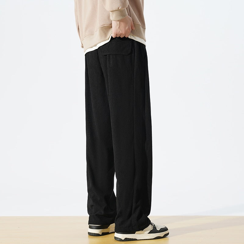 Herren Lässige Cordhose mit Elastischem Bund und Seitentaschen Drune