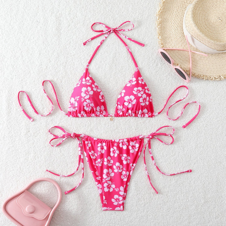 Damen Triangel-Bikini mit verspieltem Kirschmuster Drune