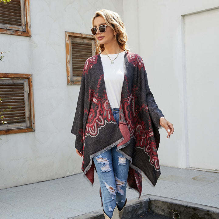 Damen Leichter Jacquard-Überwurf mit kaschmirähnlichem Griff und Fransensaum Drune