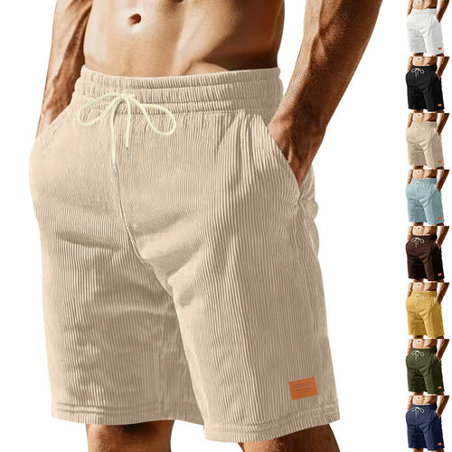 Herren nan lässige Bermudashorts aus feinstrukturiertem Baumwollmix mit elastischem Bund und Kordelzug Drune
