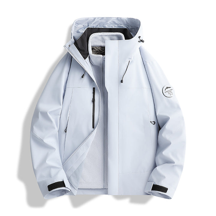 Herren Atmungsaktive, Wasserdichte Softshell-Jacke mit Fleecefutter und Kapuze Drune