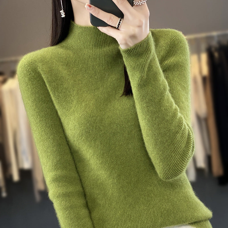 Damen Schlanker Feinstrick-Mockneckpullover aus feinem Angora‑Mix Drune
