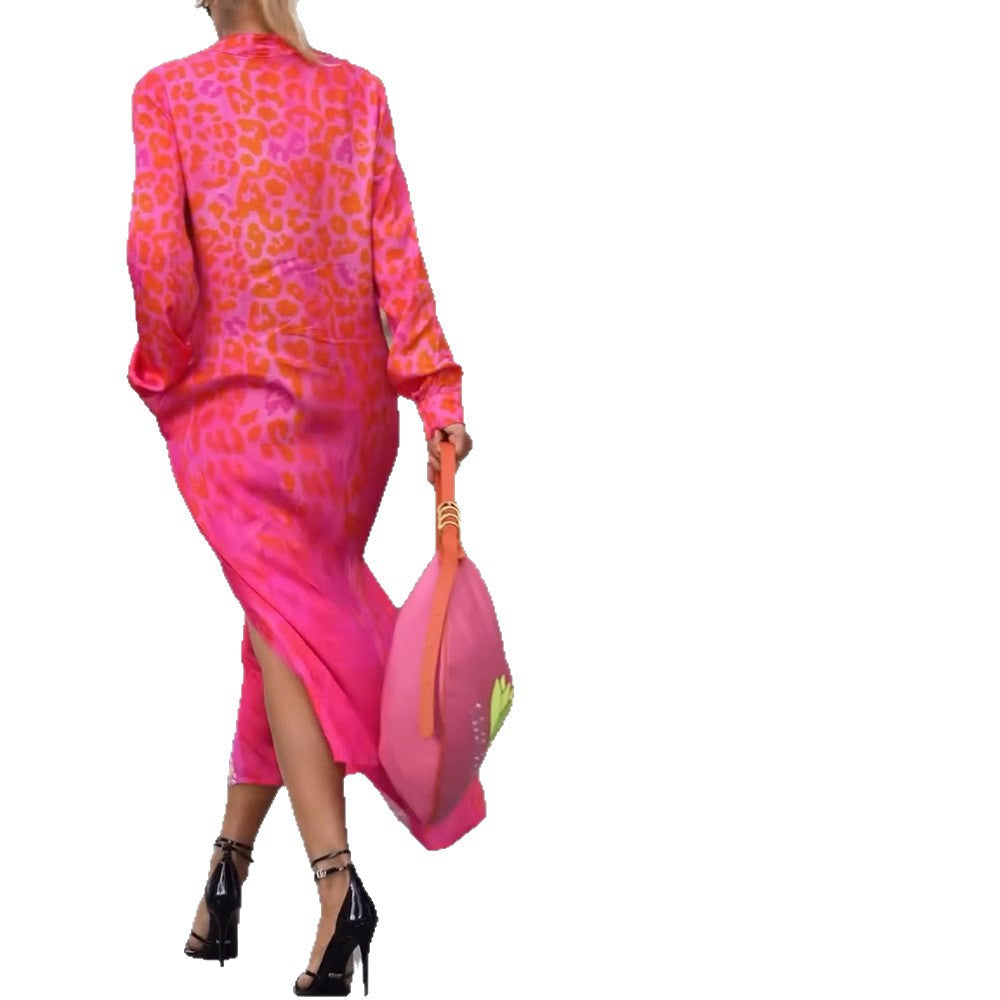 Damen Maxikleid mit modischem Leopardenmuster und schimmernden Details Drune