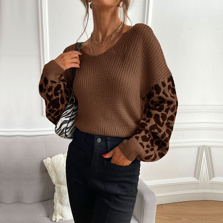 Damen Stylish Rippstrickpullover mit Karomuster Drune