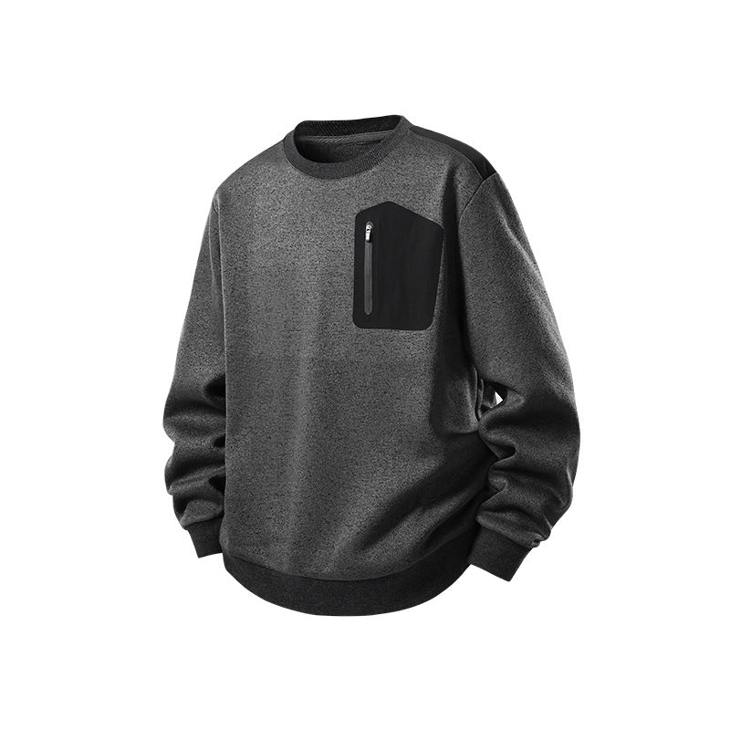 Herren Relaxed-Fit Struktursweatshirt mit Reißverschluss-Brusttasche Drune
