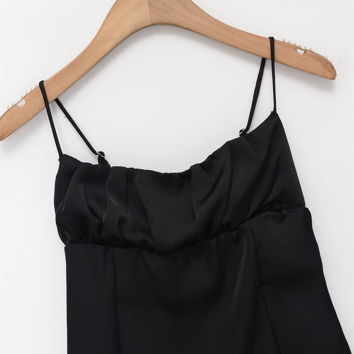 Damen Spaghettiträgerkleid mit elegantem Volant und raffiniertem Schnitt Drune