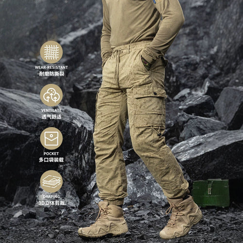 Herren Tactical-Utility Cargohose im Joggercut mit verstärkten Kniepartien, elastischem Komfortbund und Organizer-Taschen Drune
