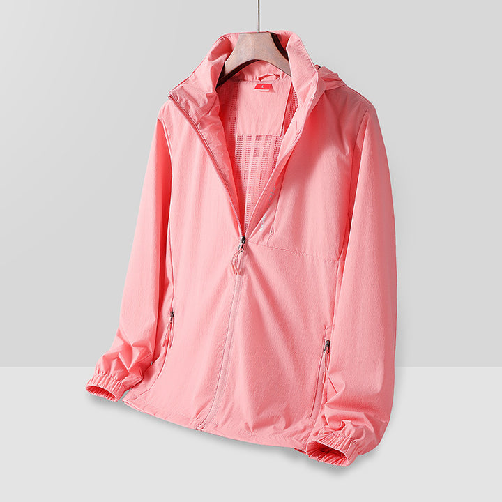 Herren Leichte atmungsaktive Kapuzen-Windjacke mit Mesh-Futter, Reißverschlusstaschen und elastischen Bündchen Drune