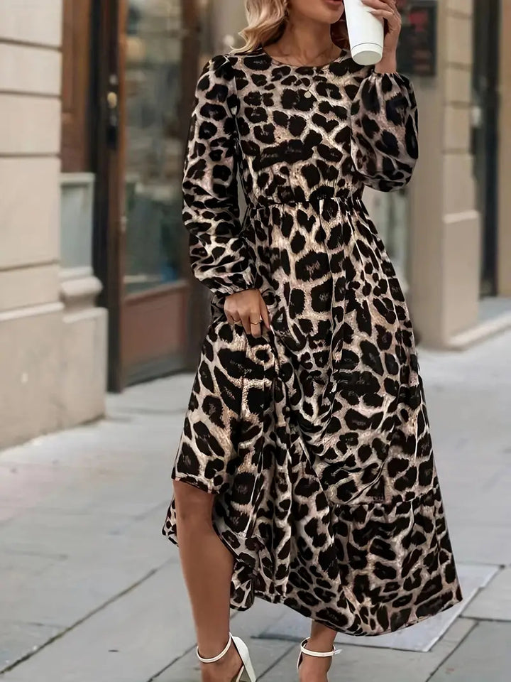 Damen Maxikleid mit modernem Leopardenmuster Drune