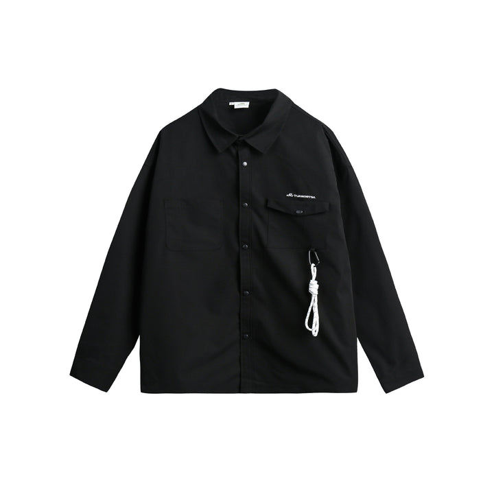Unisex Overshirtjacke im Utility‑Stil mit Druckknopfleiste und Karabinerdetail Drune