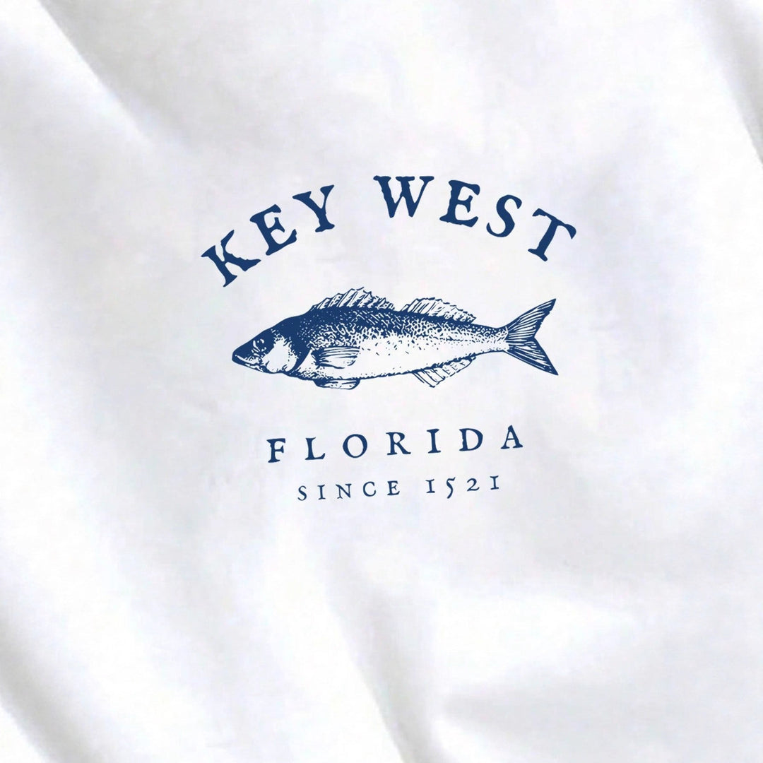 Damen nan Oversize-Sweatshirt mit maritimem Key-West Fischmotiv, dropped-Shoulder und weichem Baumwollmix Drune