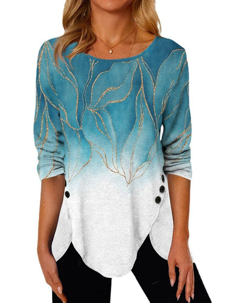 Damen Langärmeliges Oversize-Sweatshirt mit abstraktem Aquarell-Mosaikprint Drune