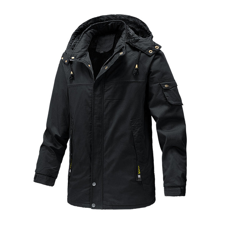 Herren Canvas-Parka mit Sherpa-Innenseite, verlängerter Schnitt und Utility-Ärmeltasche Drune