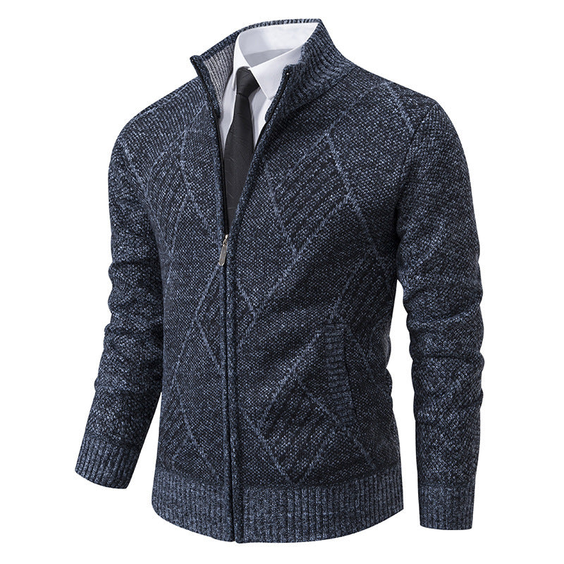 Herren Strickjacke mit modernem Zopfdesign und praktischem Reißverschluss Drune