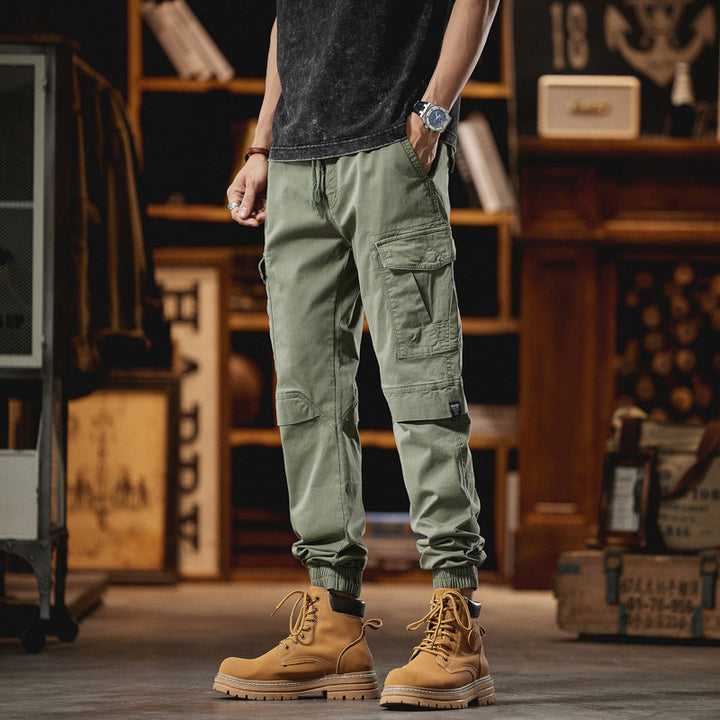 Herren Robuste Ripstop-Cargojogger mit ergonomischen Knieabnähern, Klett‑Klappen und verstellbarem Saum Drune