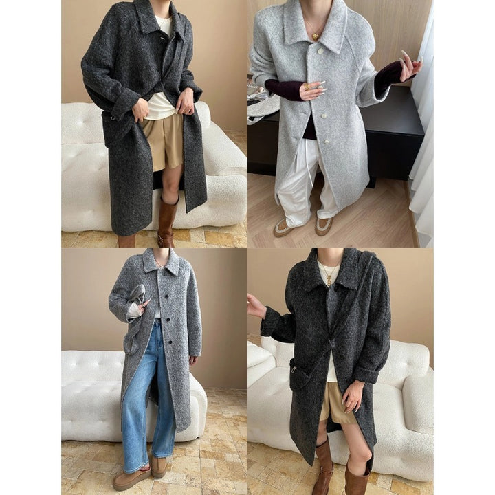 Damen eleganter Schnittstrickmantel mit praktischen Taschen Drune
