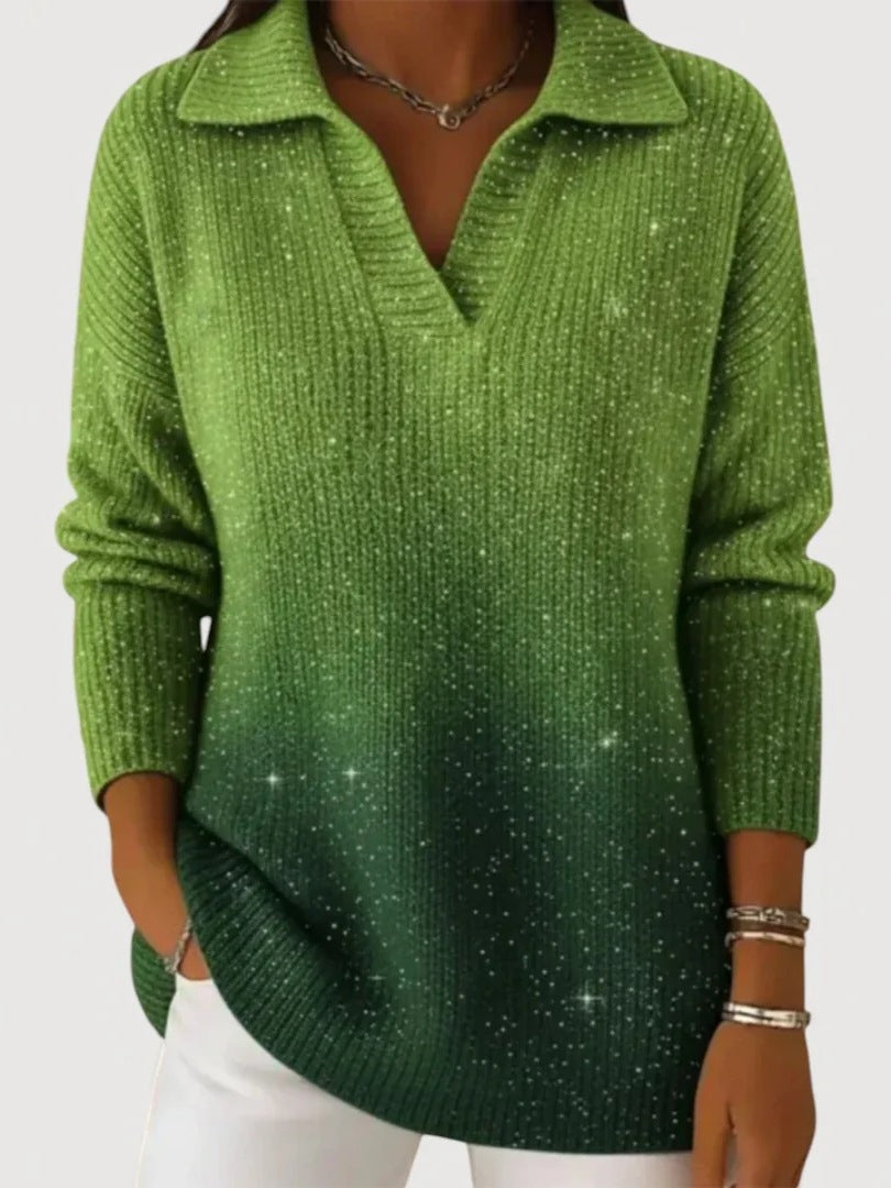Damen Modischer Strickpullover mit V-Ausschnitt