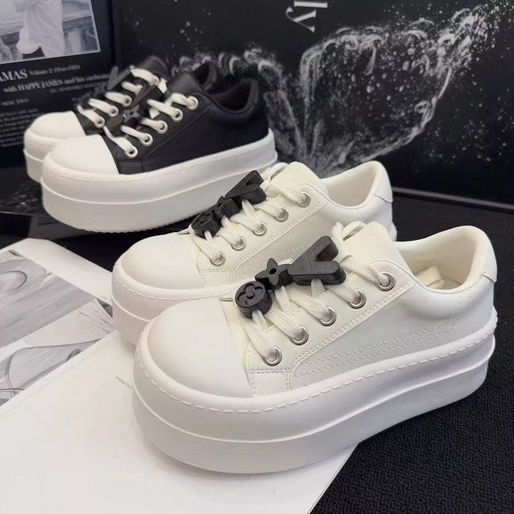 Damen Plateau Sneaker mit trendigem Design und elastischen Schnürsenkeln Drune