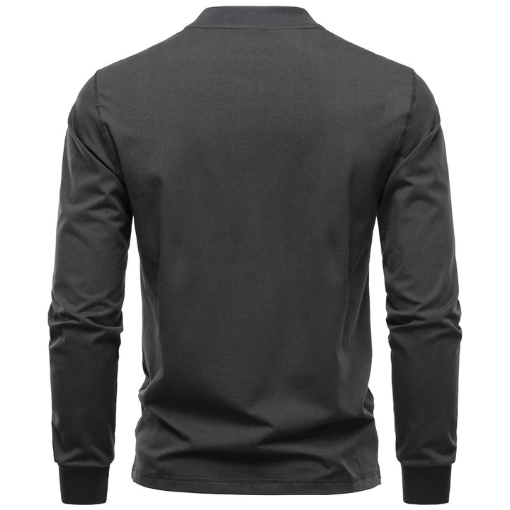 Herren Langarm-Henleyshirt mit Stehkragen und zweifacher Knopfleiste, Slim Fit, Baumwoll-Mix Drune