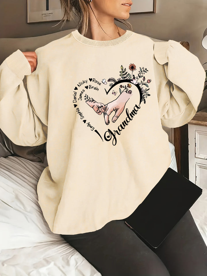 Damen entspannter Pullover mit Blumenmotiven Drune