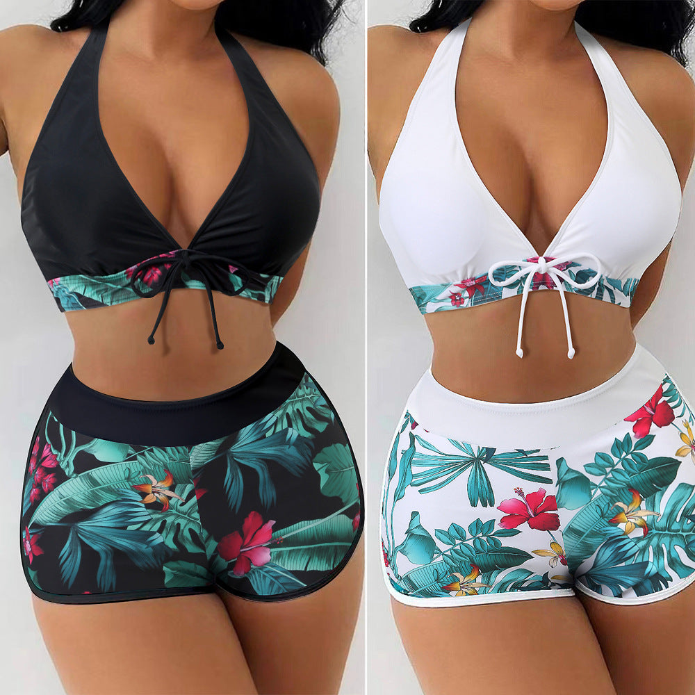 Damen Triangel-Bikini mit floralem Shorts-Design Drune