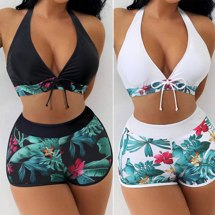 Damen Triangel-Bikini mit floralem Shorts-Design Drune
