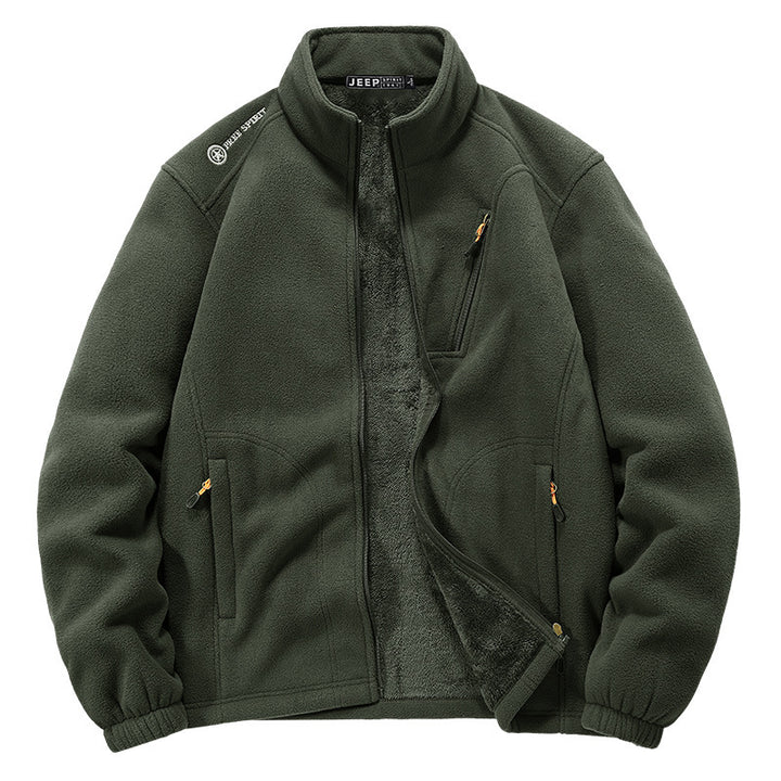 Herren Thermo‑Fleecejacke mit Sherpa‑Innenfutter, Stehkragen und Reißverschlusstaschen Drune