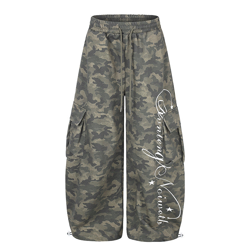 Damen Weite Cargopalazzo-Hose mit Tunnelzugbund, verstellbarem Saum und Cargo‑Taschen Drune