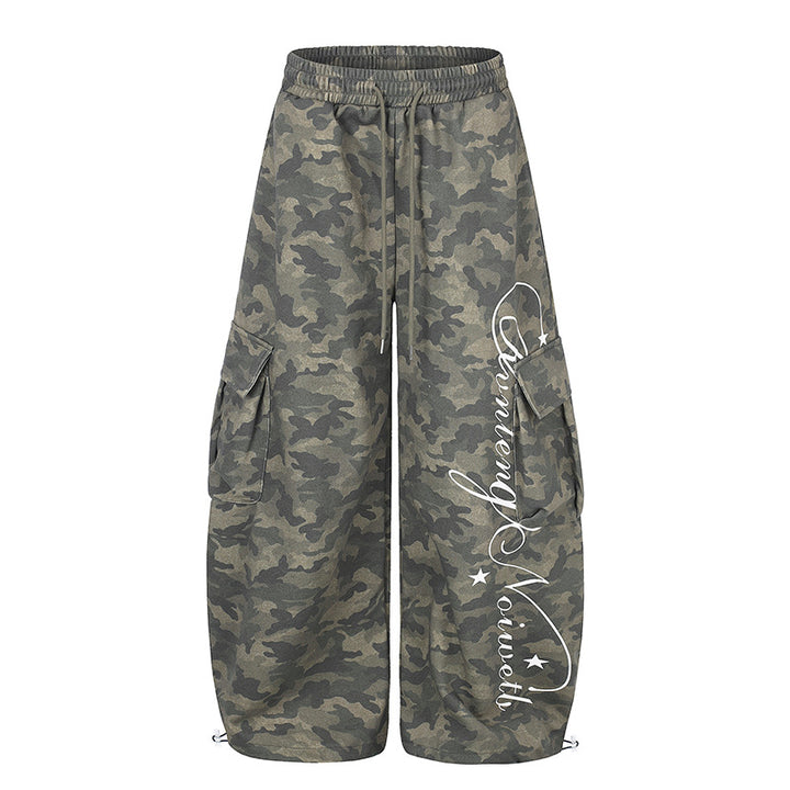 Damen Weite Cargopalazzo-Hose mit Tunnelzugbund, verstellbarem Saum und Cargo‑Taschen Drune