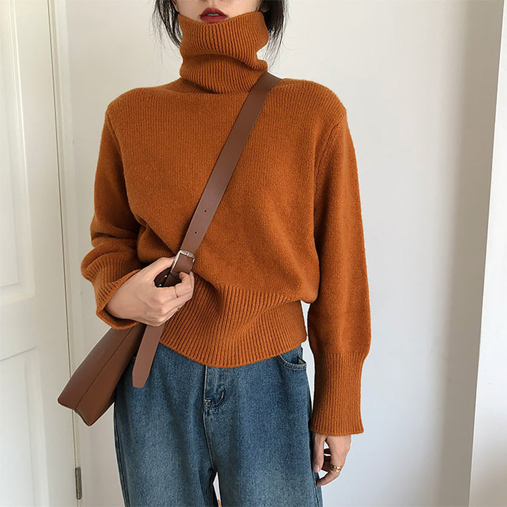 Damen Gemütlicher Rollkragenpullover aus feinem Strick Drune