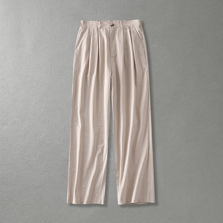 Damen Weite Bundfalten-Hose mit hoher Taille Drune