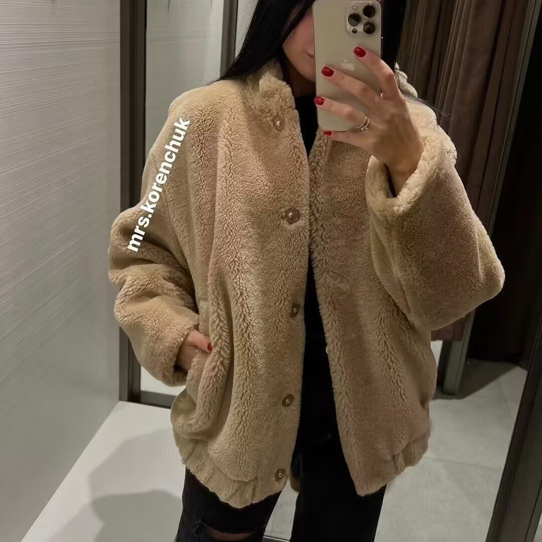 Damen Kuschelige Fleecejacke mit hohem Kragen und praktischen Taschen Drune