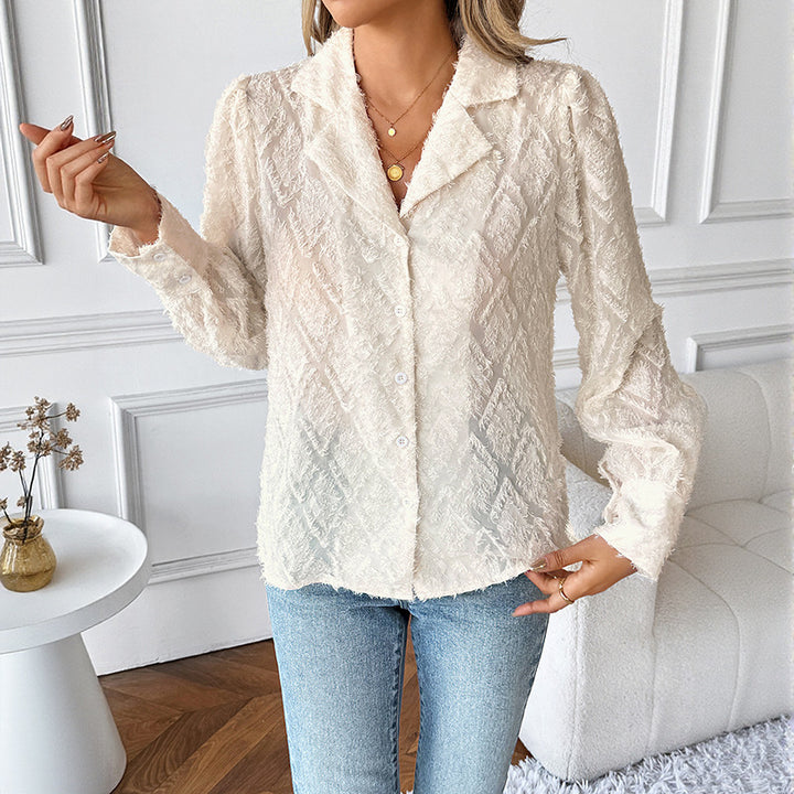 Damen Verspielte Bluse mit strukturiertem Stoff Drune